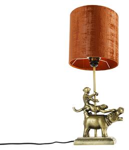 Vintage asztali lámpa sárgaréz szövet árnyalatú piros - Flodhest Abe