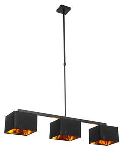 Modern függesztett lámpa fekete, arany 88 cm 3 lámpa - VT 3