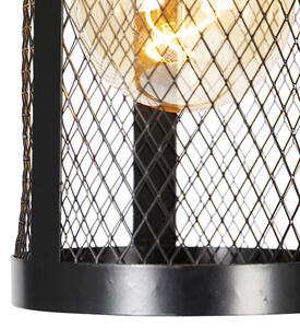 Ipari függesztett lámpa fekete, fa 4-lámpás - Cage Robusto