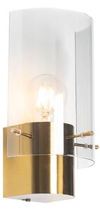 Vintage fali lámpa sárgaréz füstüveggel - Vidra