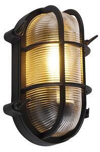 Ipari fali és mennyezeti lámpa fekete ovális IP44 - Noutica