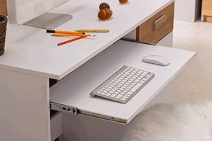 KONDELA PC asztal, fehér/tölgy nash, EGO L10