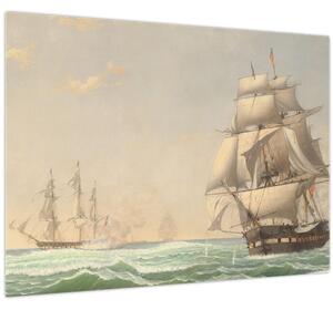 Üveg kép - Fitz Henry Lane, The United States Frigate President Engaging the British Squadron, reprodukciók (70x50 cm)