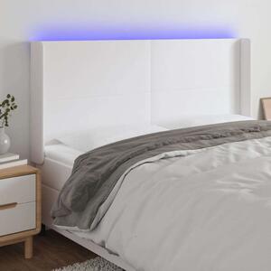 VidaXL LED-es Fejtámla - Fehér Műbőr - 163x16x118/128 cm