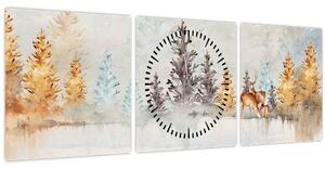 Kép - Akvarell erdő (órával) (90x30 cm)