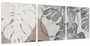 Kép - Design levelekkel (órával) (90x30 cm)