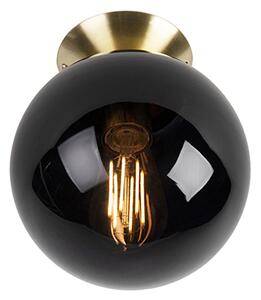Art Deco mennyezeti lámpa sárgaréz fekete üveggel - Pallon