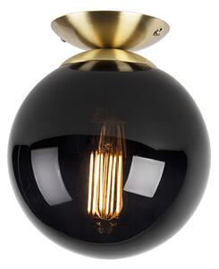 Art Deco mennyezeti lámpa sárgaréz fekete üveggel - Pallon