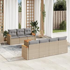 8 részes vegyes bézs polyrattan kerti ülőgarnitúra párnákkal
