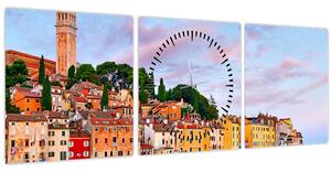 Kép - Rovinj, Horvátország (órával) (90x30 cm)
