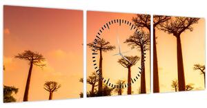 Kép - Naplemente a Baobab Alley-ben (órával) (90x30 cm)