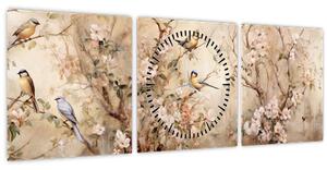 Kép - Vintage madár festmény II. (órával) (90x30 cm)