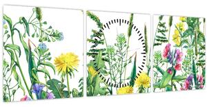 Kép - Festett réti virágok (órával) (90x30 cm)