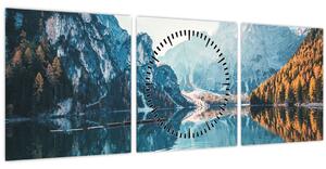 Kép - Csónakok a Braies-tónál (órával) (90x30 cm)