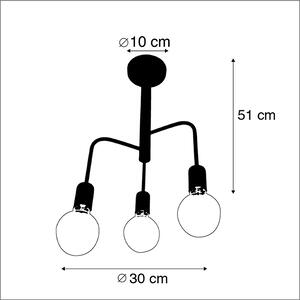 Modern mennyezeti lámpa fekete 3-lámpás - Könnyű