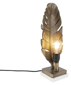 Art Deco asztali lámpa bronz márvány talppal - levél