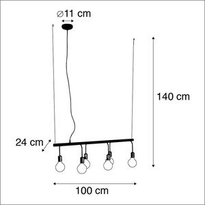 Modern függesztett lámpa fekete 6 lámpával - Könnyű