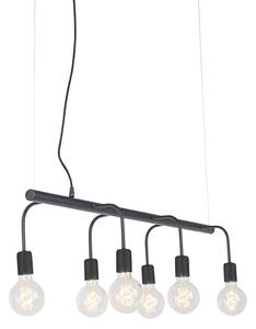 Modern függesztett lámpa fekete 6 lámpával - Könnyű