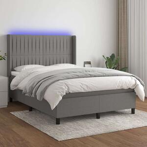 VidaXL LED-es Ágy - Sötétszürke Szövet - 140x200 cm