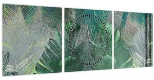 Kép - Beton textúra levelekkel (órával) (90x30 cm)