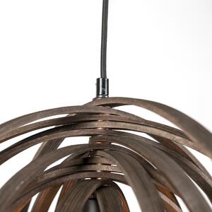 Design kerek függesztett lámpa barna fa - elrendezése