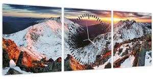 Kép - Téli hegyi panoráma (órával) (90x30 cm)