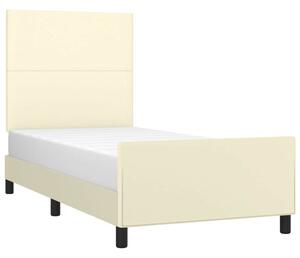 VidaXL krémszínű műbőr ágykeret fejtámlával 90 x 200 cm