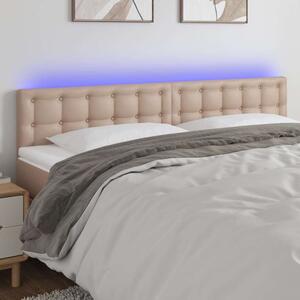 VidaXL cappuccino színű műbőr LED-es fejtámla 160 x 5 x 78/88 cm