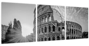 Kép - Colosseum Rómában, fekete-fehér (órával) (90x30 cm)