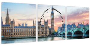 Kép - London pasztell színekben (órával) (90x30 cm)