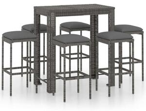 VidaXL Kerti Bárszett - 7 részes - Szürke Polyrattan