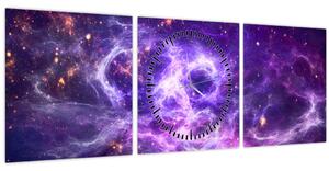 Kép - Lila Univerzum (órával) (90x30 cm)