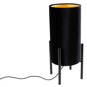 Design asztali lámpa fekete velúr árnyalatú fekete arannyal - gazdag