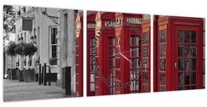 Kép - Londoni telefonfülkék (órával) (90x30 cm)
