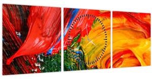 Kép - Kékítő absztrakció ecsettel (órával) (90x30 cm)
