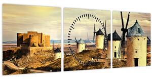Kép - Szélmalmok (órával) (90x30 cm)