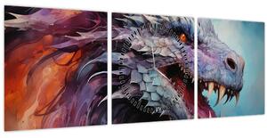 Kép - Egy sárkány illusztrációja (órával) (90x30 cm)