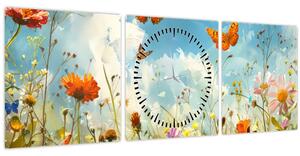 Kép - Pillangók a nyári réten (órával) (90x30 cm)