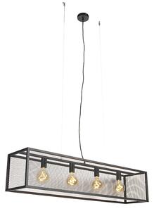 Ipari függesztett lámpa, fekete, 118 cm, 4 lámpa - Cage Mesh