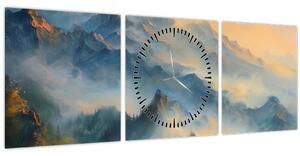 Kép - Festett hegyi táj (órával) (90x30 cm)