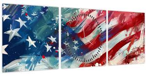 Kép - Az USA zászlaja (órával) (90x30 cm)