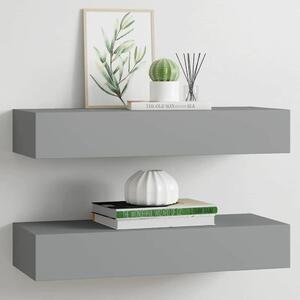 Fiókos Falpolc Szett - Szürke - 60x23,5x10 cm