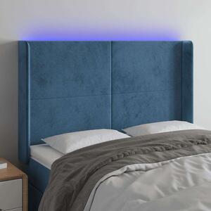 VidaXL LED-es Bársony Ágyfejtámla - Sötétkék - 147x16x118/128cm