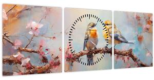 Kép - Lovebirds (órával) (90x30 cm)