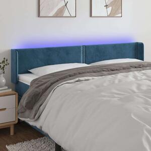 VidaXL LED-es Bársony Ágyfejtámla - Sötétkék - 163cm
