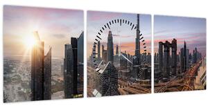 Kép - Dubai panorámája (órával) (90x30 cm)