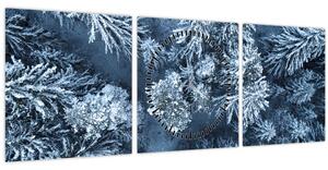 Kép - Havas erdő (órával) (90x30 cm)