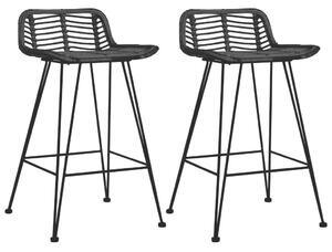 Rattan Bárszék - Fekete - 2 db-os szett