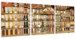 Kép - Vízparti negyed, Portugália (órával) (90x30 cm)