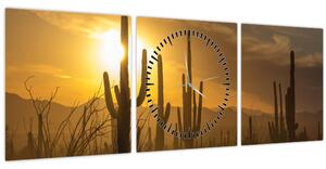 Kép - Saguaro kaktuszok (órával) (90x30 cm)